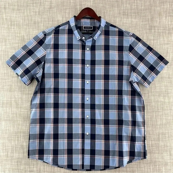 Club Room Plaid Short Sleeve Button Down Shirt Mens XXL 8338/6 b - Picture 1 of 8